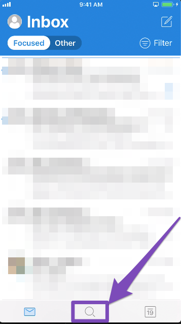 Outlook for iOS Search Button