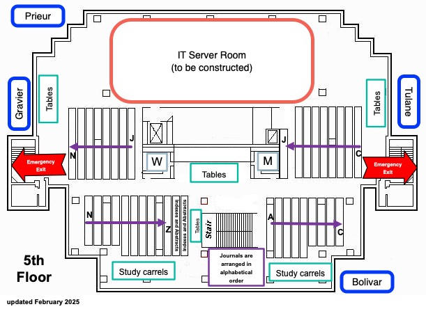 layout of the 5th floor of the Ische Library
