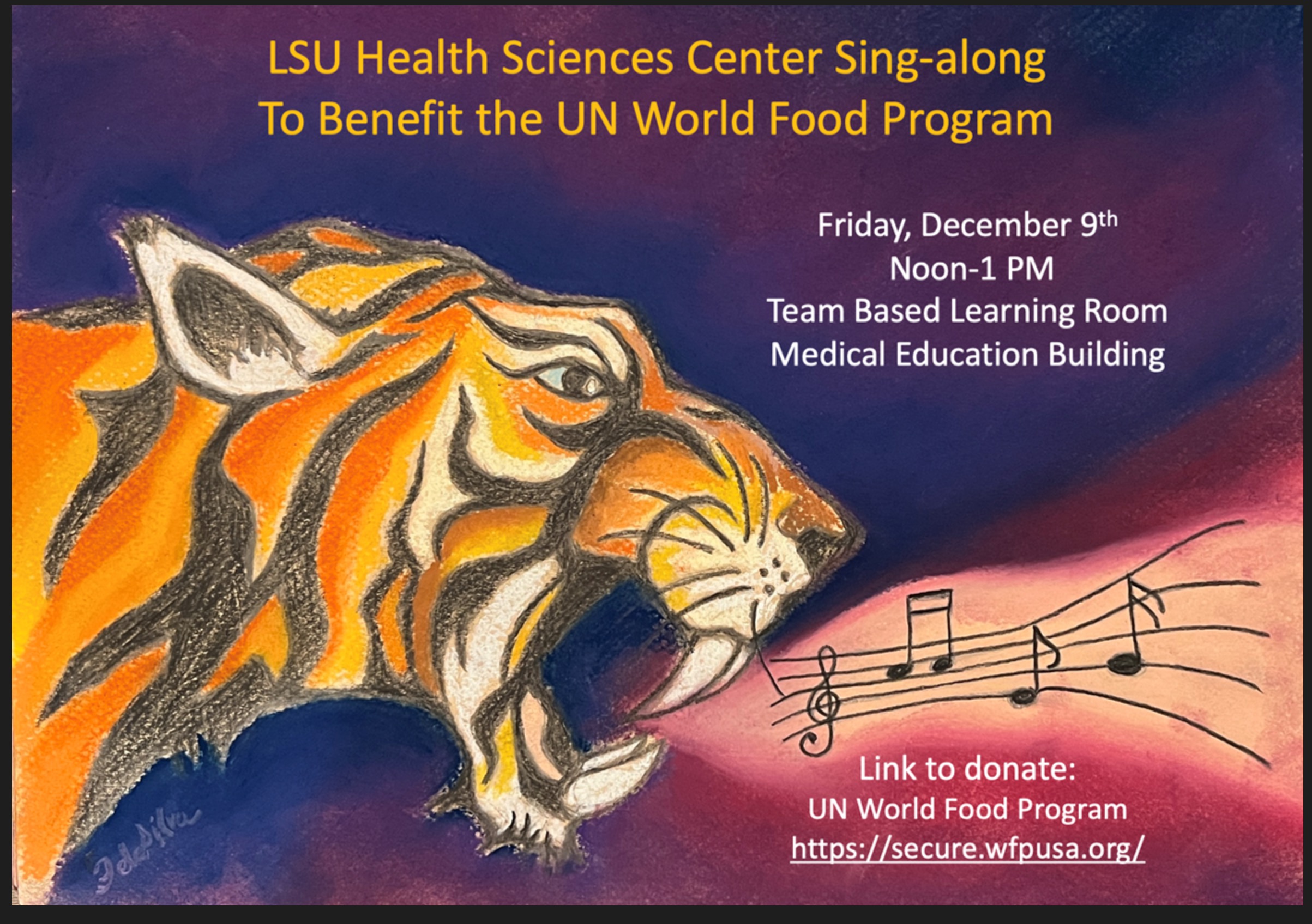 Flyer for a sing-along fundraising event